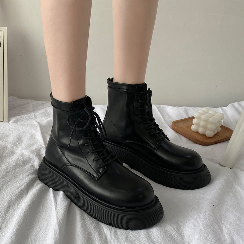 厚底レースアップブーツ♡脚長効果で大人可愛い S2564
