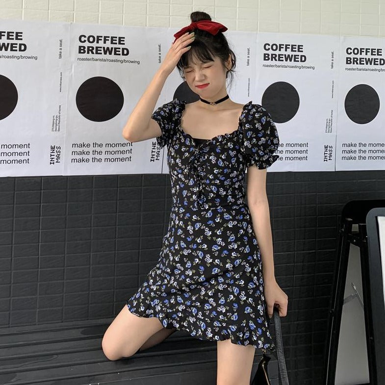 スクエアフリル花柄ワンピース♡大人可愛いモードな1着 S1653