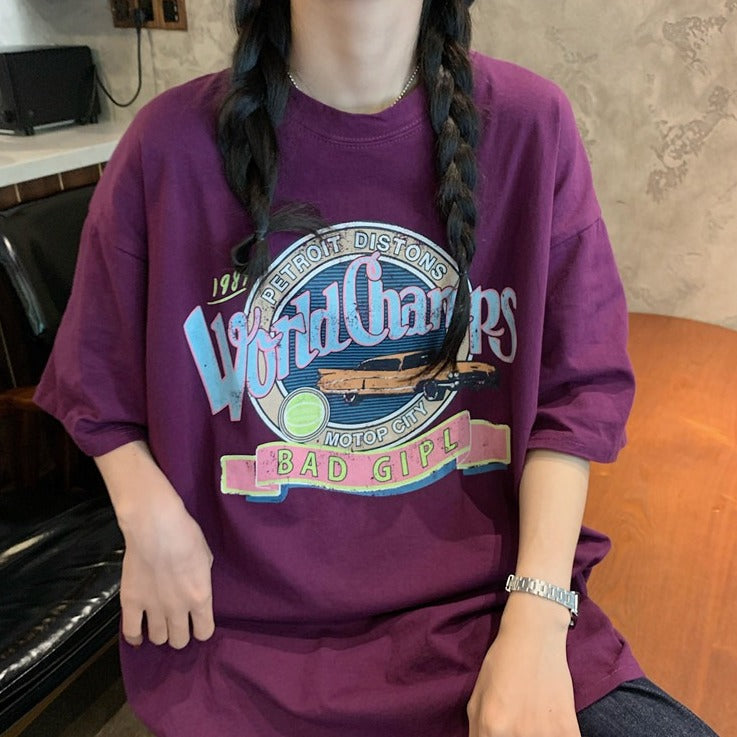 レトロロゴTシャツ オーバーサイズ カジュアル S1463