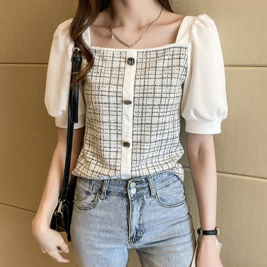 パフスリーブスクエアネックトップス S1503