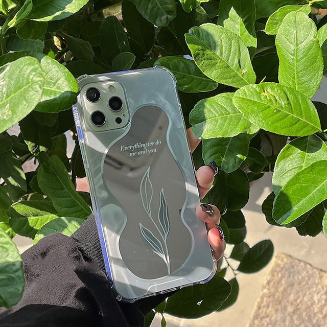 リーフ柄マーブル iPhoneケース おしゃれスマホケース S2500