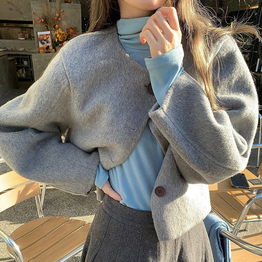 フェイクウールのゆるふわショートコート♡ S1056