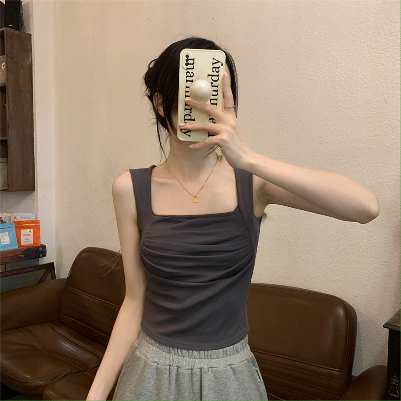 スクエアネックのパッド付きタンクトップ♡ S1915
