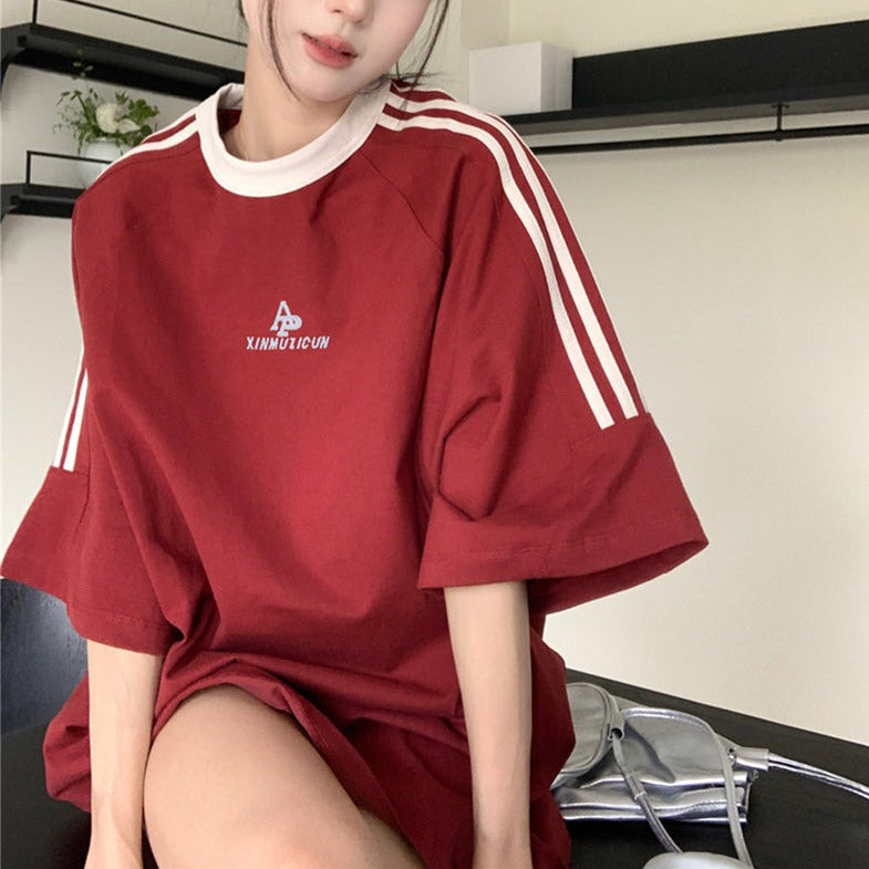 ライン柄オーバーサイズTシャツ S1369