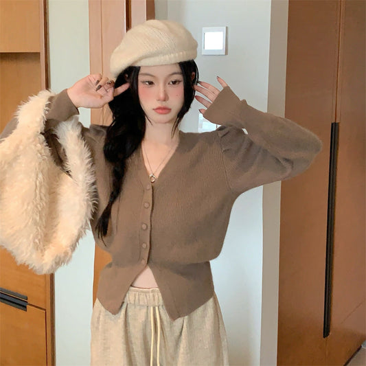 パフスリーブのショートカーディガン♡ふんわり袖が可愛い S1936