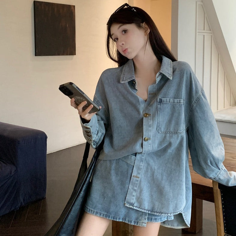 アシメデニムのクロップドセットアップ♡ S1204