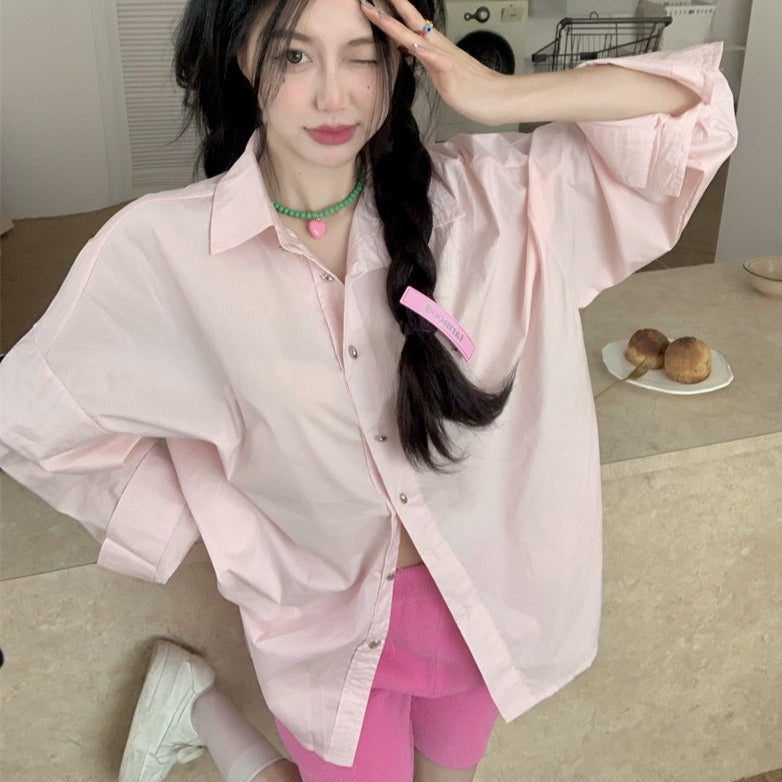 シンプルで可愛いピンクシャツ♡ S1388