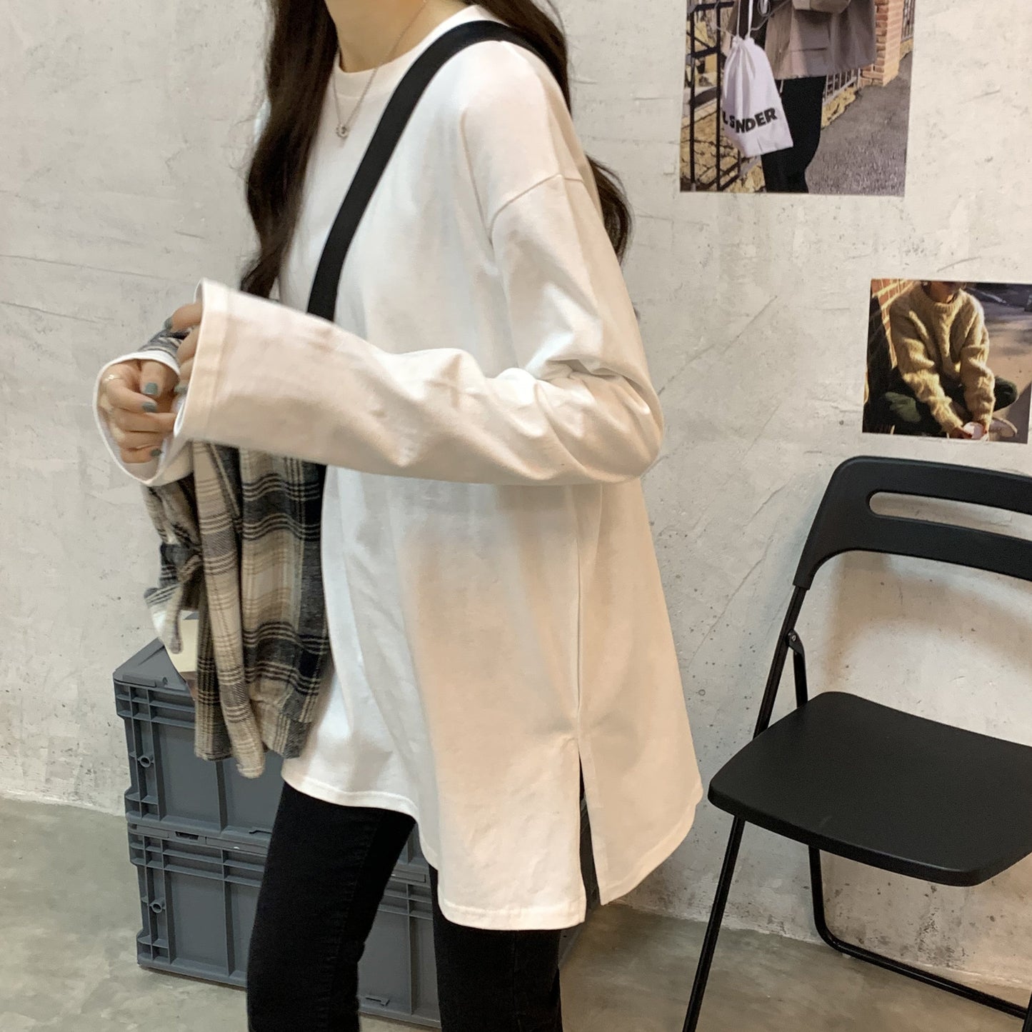 シンプルベーシックTシャツ 長袖プルオーバー S1958
