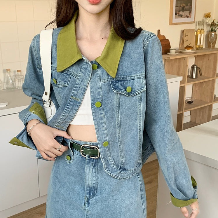 ポロ襟デニムセットアップ♡大人可愛い着こなし S1909
