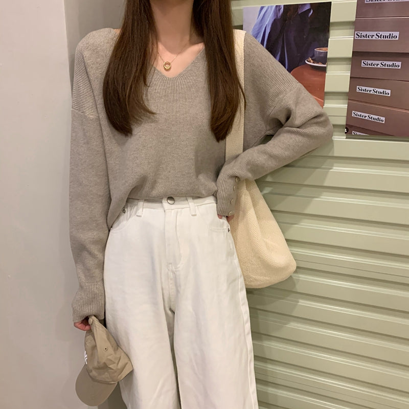 袖ボタンで上品♡ベーシックニット S1961