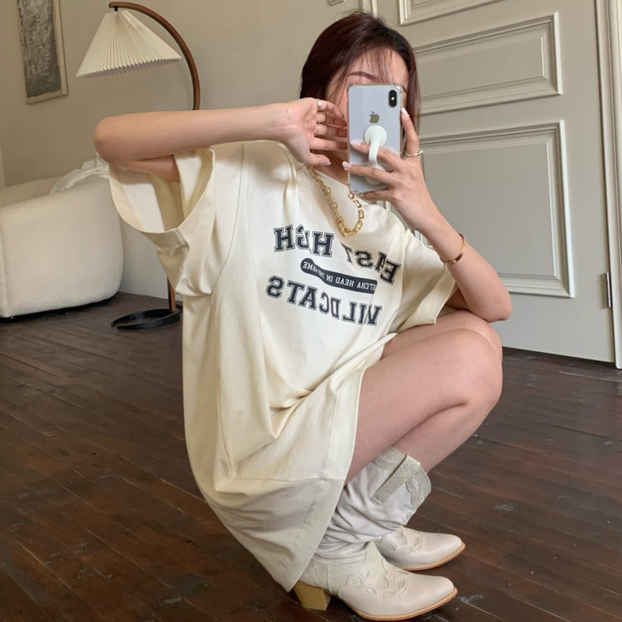 ルーズプリントTシャツ ゆったり可愛いデザイン S1464