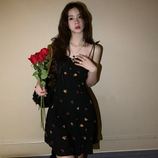 リボンショルダー小花柄キャミワンピース♪ S1339