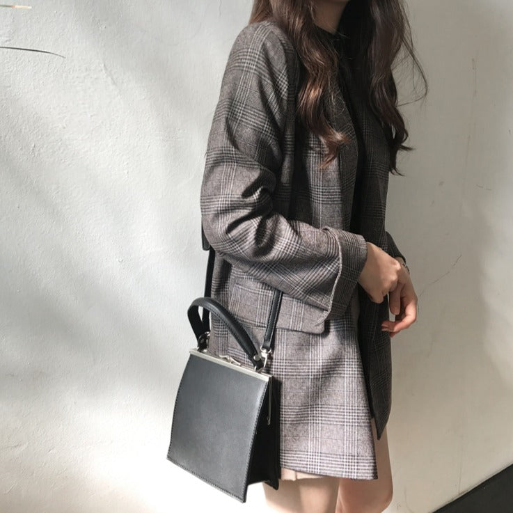 グレンチェックのテーラードジャケット♡オーバサイズでレトロ可愛い S2171