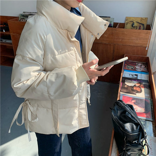 リボン付きスタンドカラー中綿ジャケット S1053