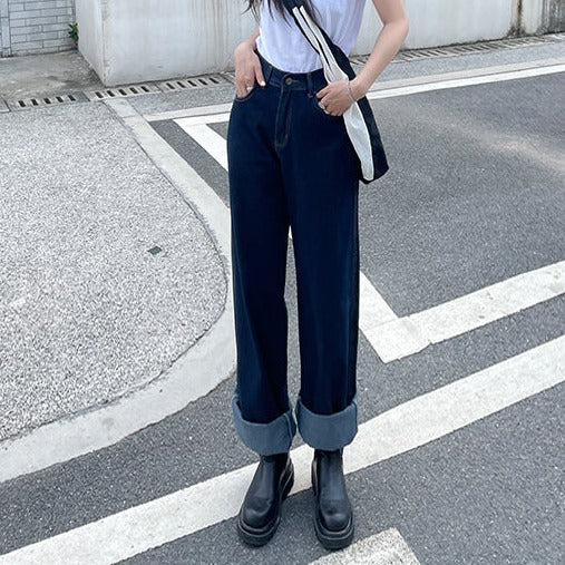 ストレートデニムパンツ☆脚長効果でスタイルアップ S1991