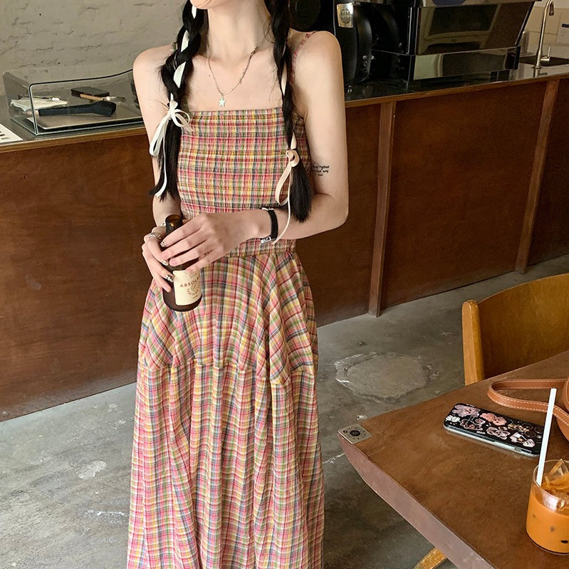 チェックキャミワンピ♡レイヤードに最適な可愛いワンピース S1564