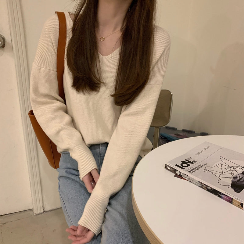 袖ボタンで上品♡ベーシックニット S1961