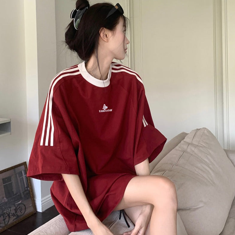 ライン柄オーバーサイズTシャツ S1369