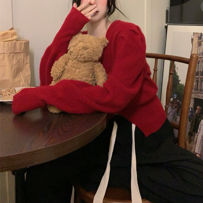 パフスリーブのショートカーディガン♡ふんわり袖が可愛い S1936