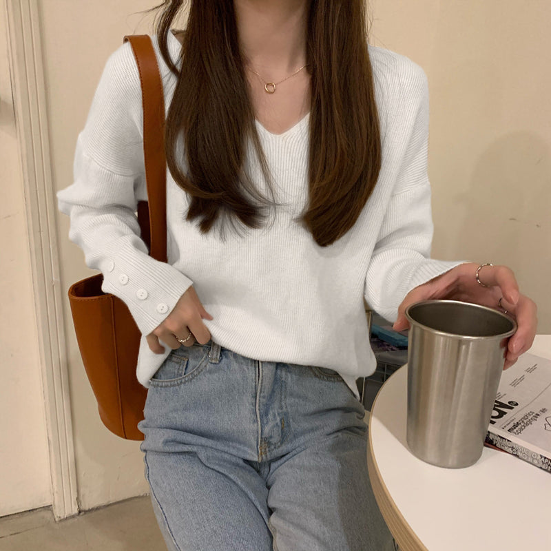 袖ボタンで上品♡ベーシックニット S1961