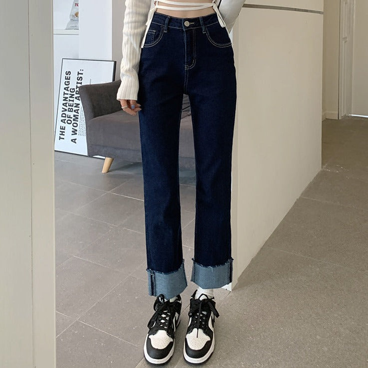 裾ロールアップストレートデニム♡ S1963