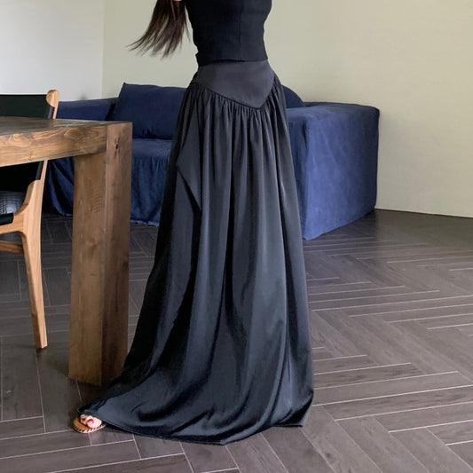 ロングボリュームスカート 光沢素材で夏らしい一枚 S1359