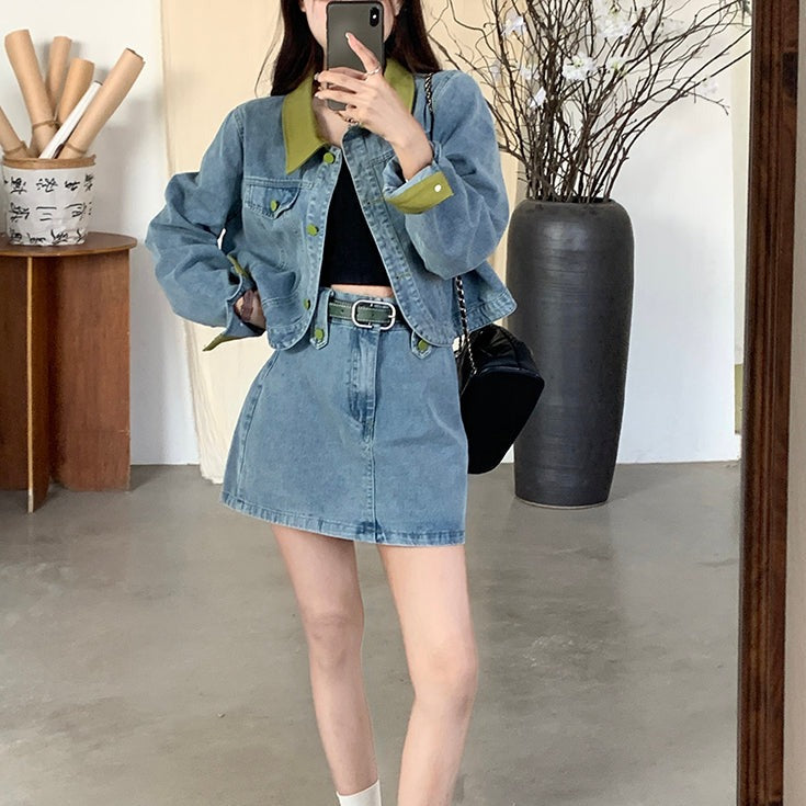 ポロ襟デニムセットアップ♡大人可愛い着こなし S1909