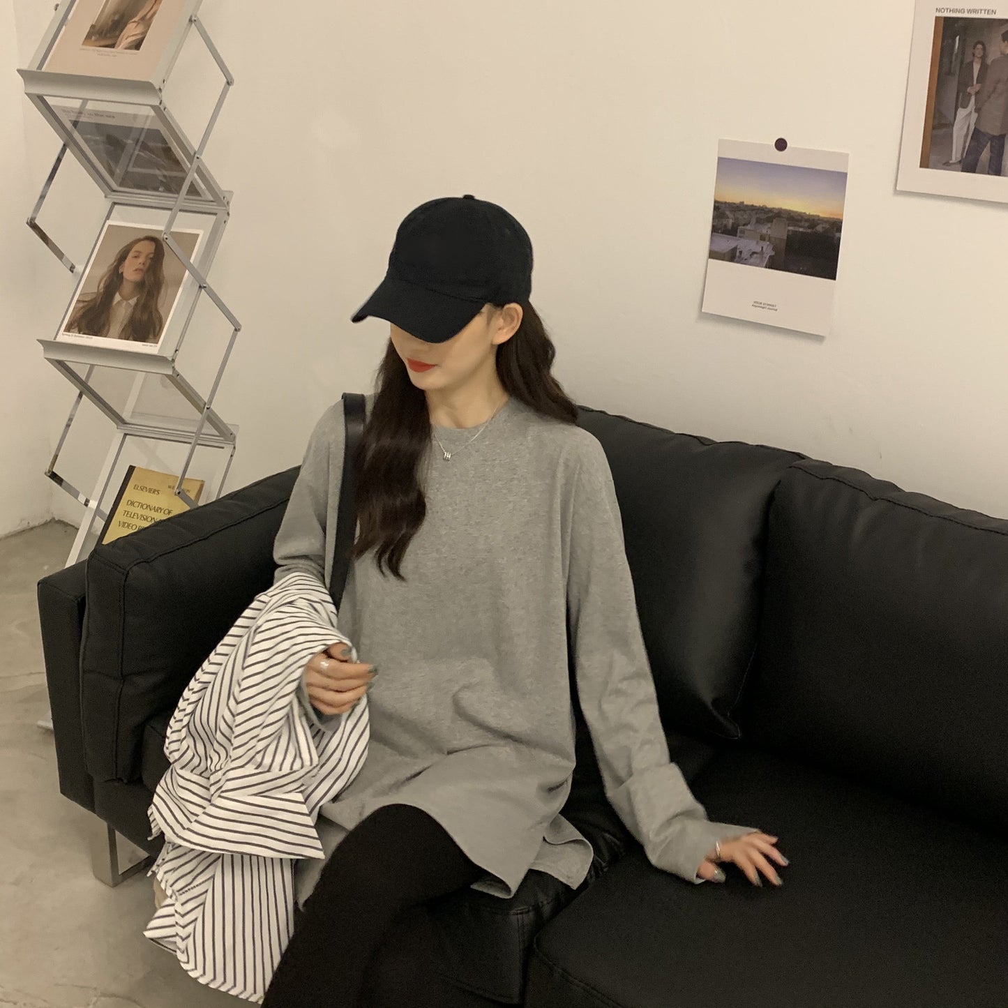 シンプルベーシックTシャツ 長袖プルオーバー S1958