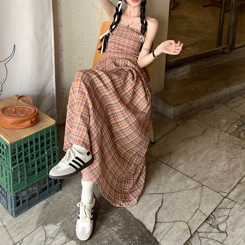 チェックキャミワンピ♡レイヤードに最適な可愛いワンピース S1564