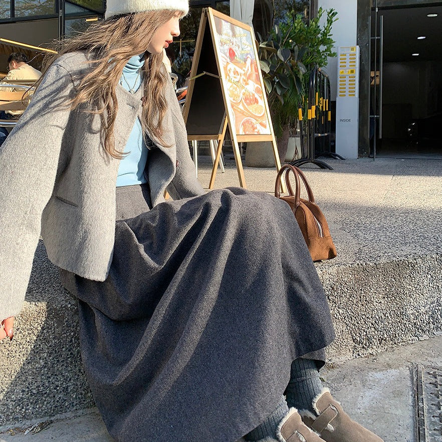 フェイクウールのゆるふわショートコート♡ S1056