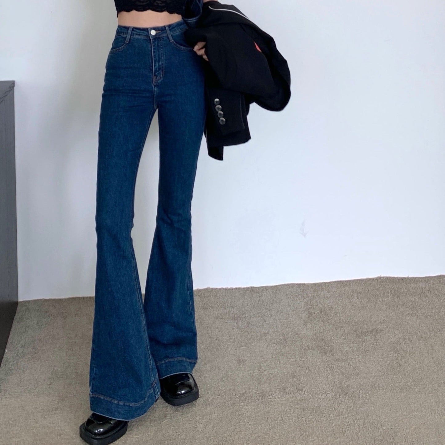 レトロなフレアデニムパンツ♡脚長効果で大人可愛い S1967