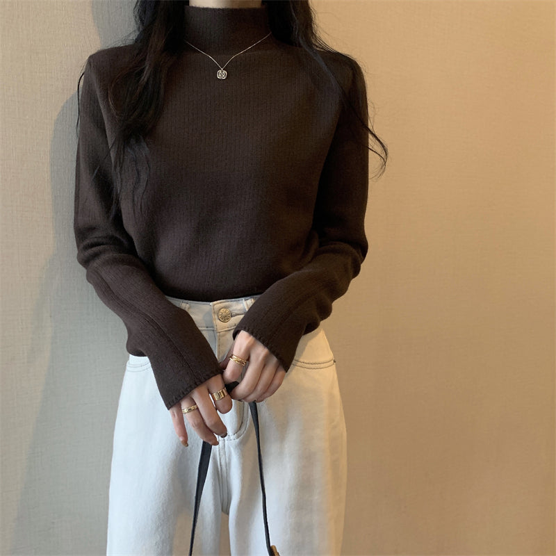 ハイネックリブニット ボア裏地で暖か♡ S1057