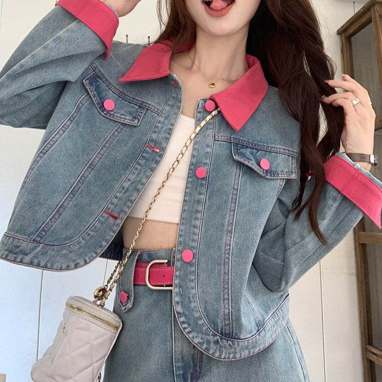 ポロ襟デニムセットアップ♡大人可愛い着こなし S1909