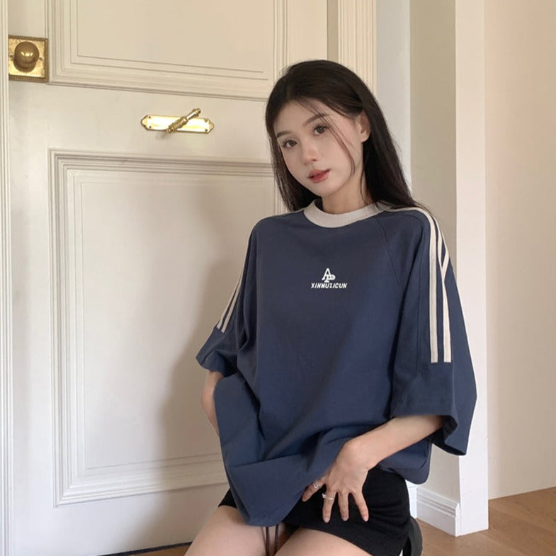 ライン柄オーバーサイズTシャツ S1369