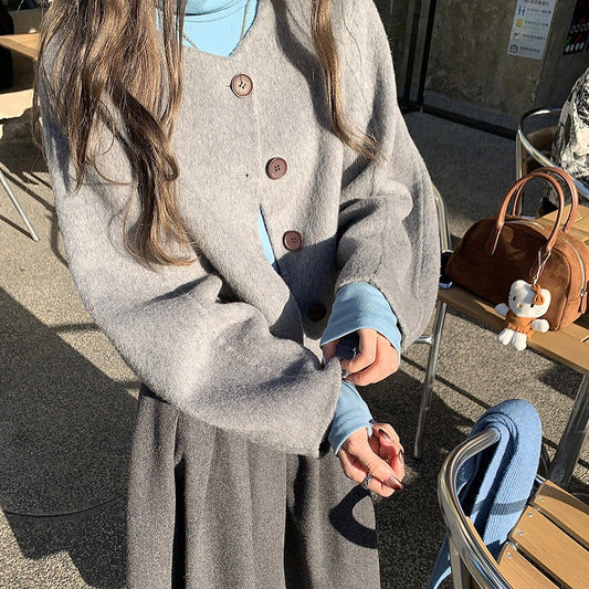 フェイクウールのゆるふわショートコート♡ S1056