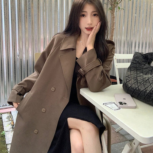 ダブルロングスプリングコート♡ミニマルでカジュアルな春の一枚 S1929