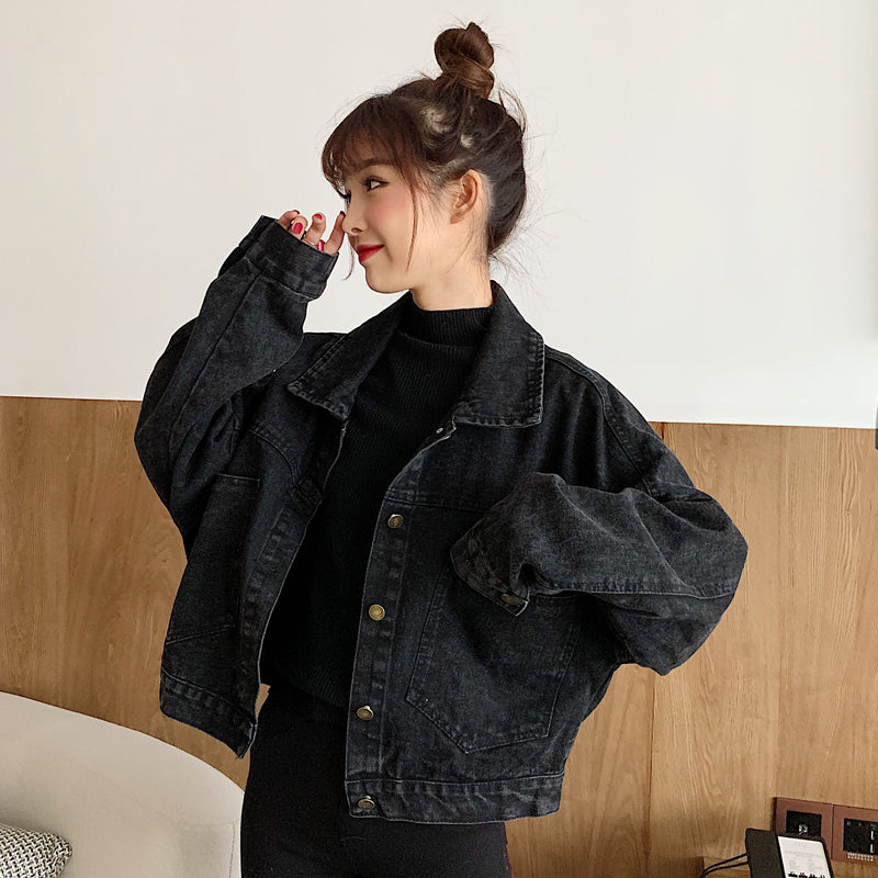 ブラックデニムジャケット♡ショート丈でスタイアップ S1902