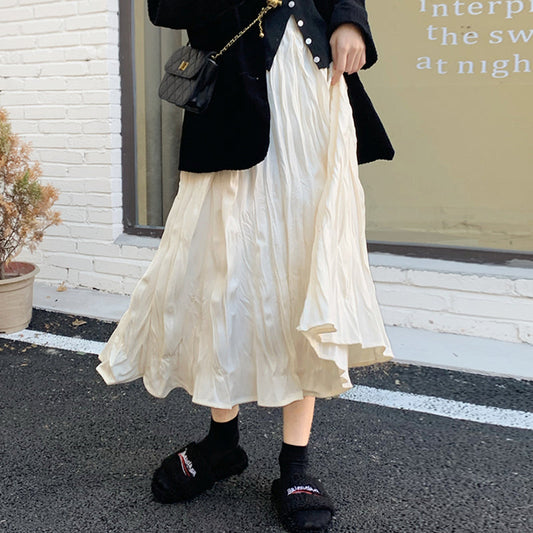 レトロなフレアロングスカート♡ランダムプリーツ S1960