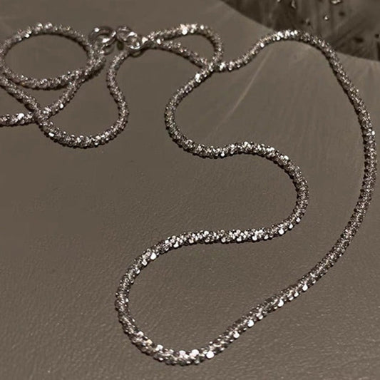 キラキラシルバー925ネックレス 2連チェーンの煌めき S1397