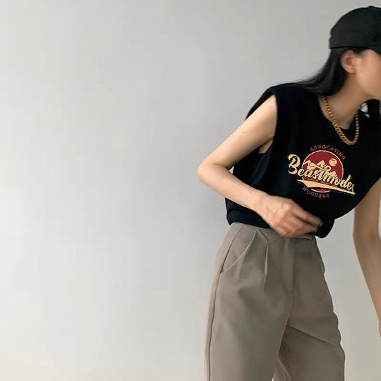 スクエアシルエット プリントノースリカットソー S1372