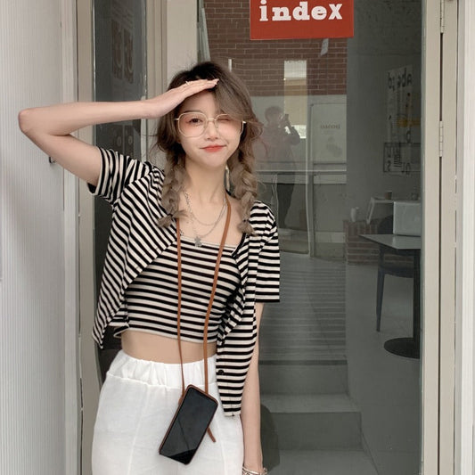 ボーダーカーディガン&キャミセット♡大人可愛いコーデ S1457