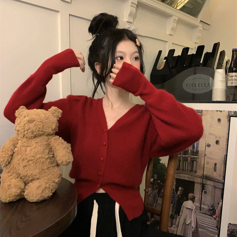 パフスリーブのショートカーディガン♡ふんわり袖が可愛い S1936