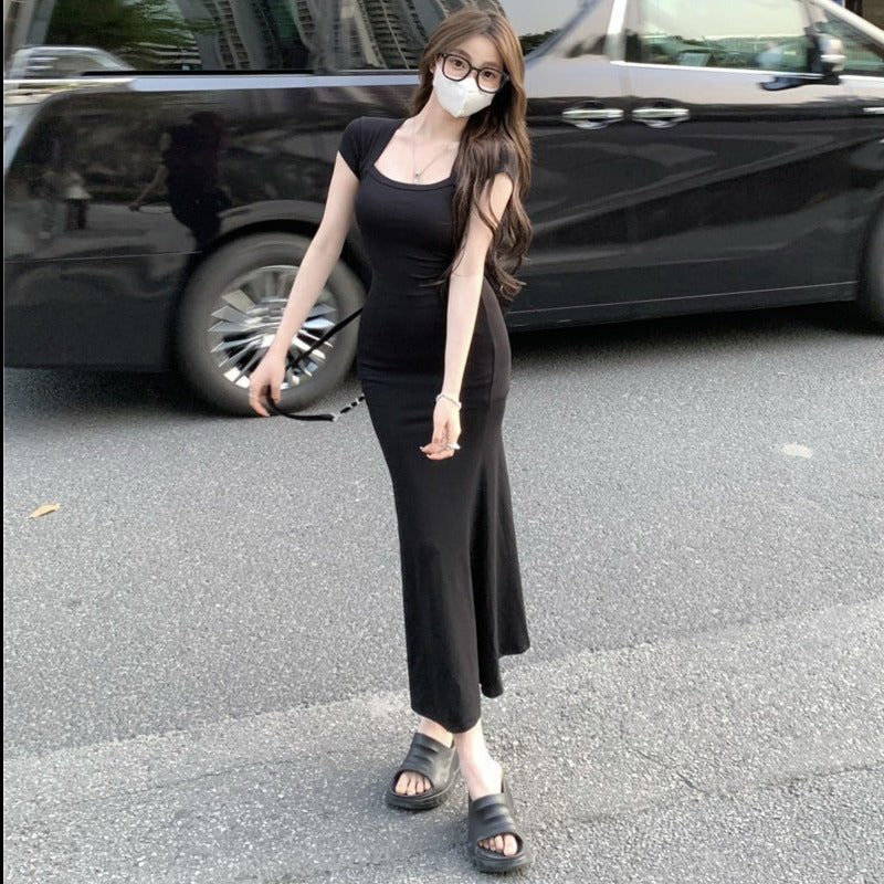 半袖カットソーワンピース メイド風デザインで大人可愛い S1363