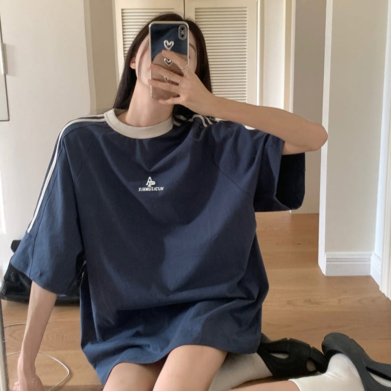 ライン柄オーバーサイズTシャツ S1369