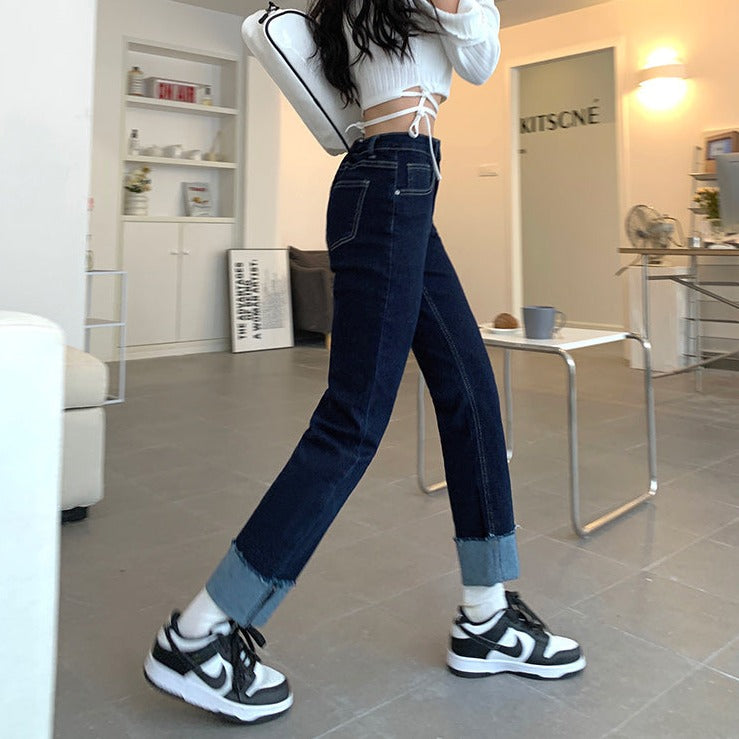 裾ロールアップストレートデニム♡ S1963