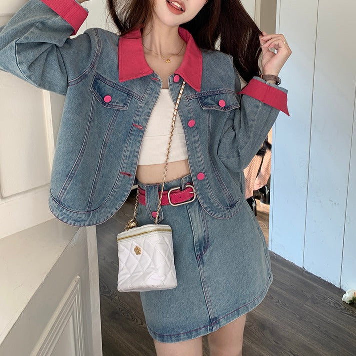 ポロ襟デニムセットアップ♡大人可愛い着こなし S1909