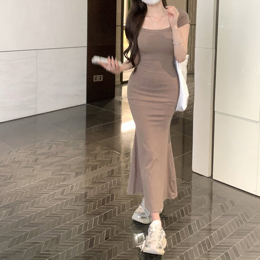 半袖カットソーワンピース メイド風デザインで大人可愛い S1363