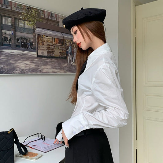 ネクタイ付きショートシャツで甘辛コーデ♪ S1956