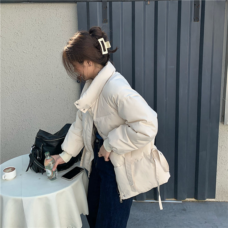 リボン付きスタンドカラー中綿ジャケット S1053