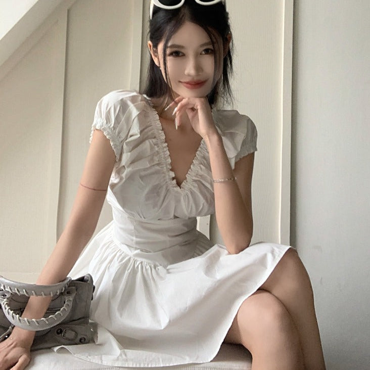 ギャザーフレアワンピース♡ふんわりシルエットで大人可愛い S1387